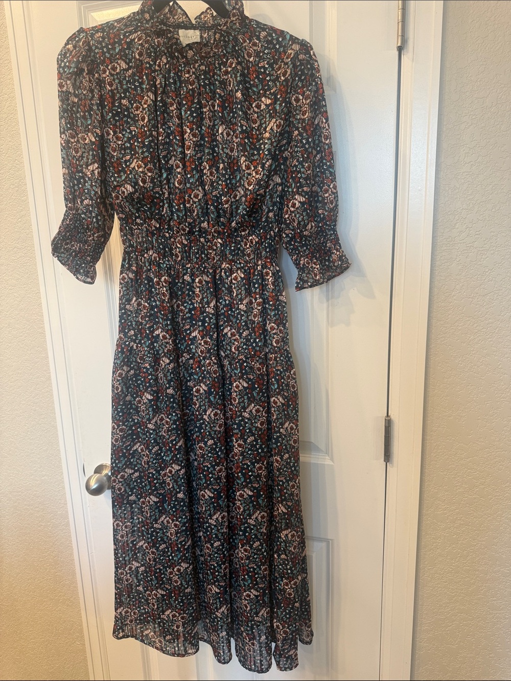 Melloday for Anthropologie Floral Smocked Midi Dress – Size S